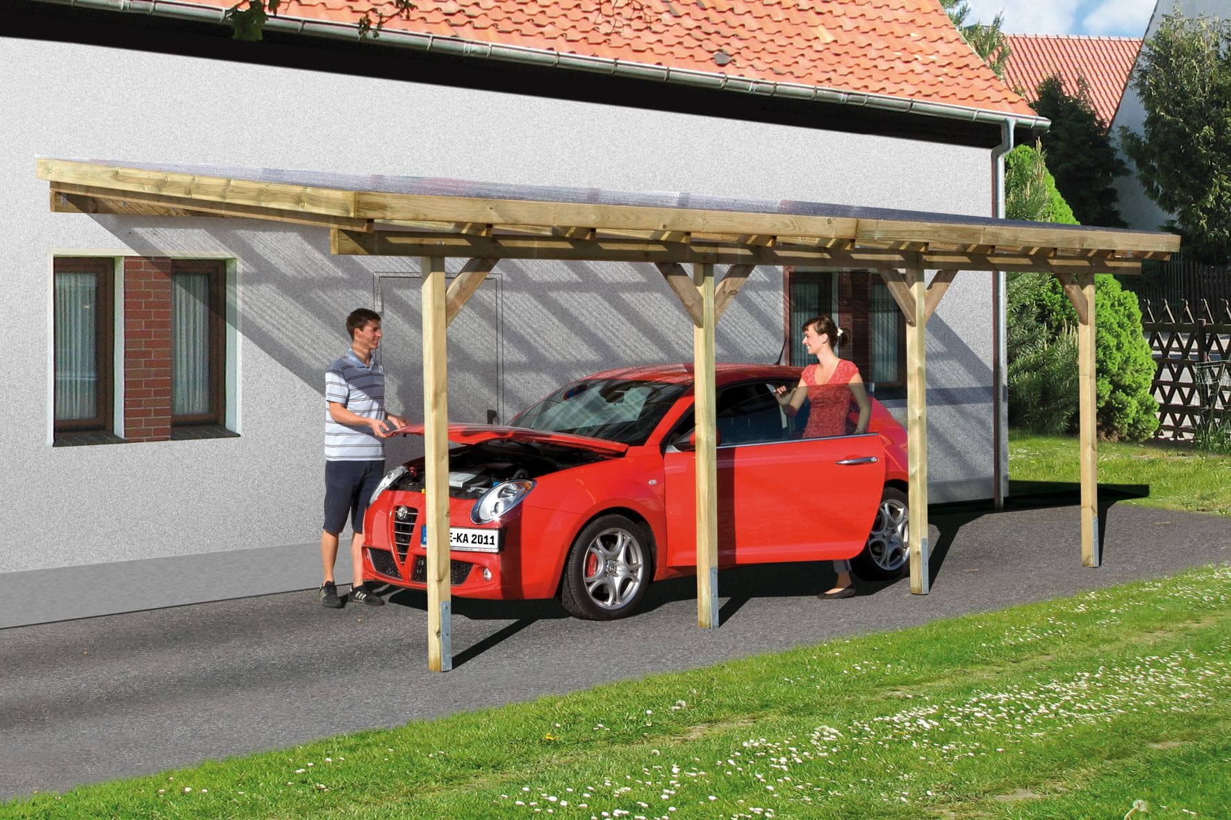 Terrasse offene Garage Weka 671 Vordach – Bild 5