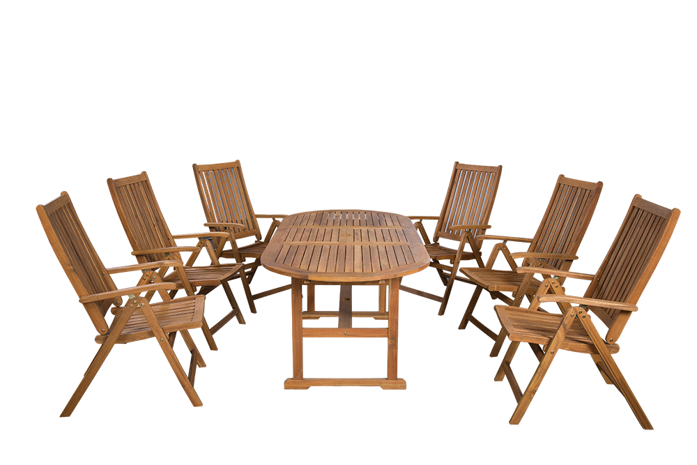 Klappbare, positionierbare Gartenstühle