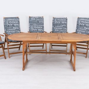 Hartholz Akazie Gartenmöbel oval M920 Ausziehbares ovales Gartentischset aus Holz