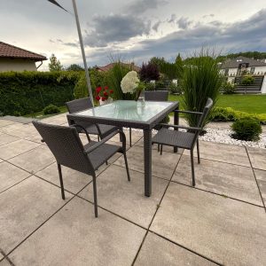 Rattan-Gartenmöbel-Tisch mit Glasplatte-ECCELLENTE Rattantisch mit Glasplatte Eccelente