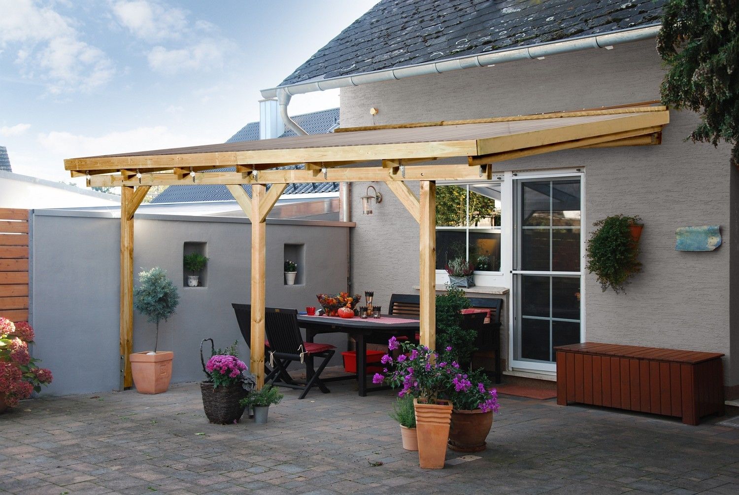 Konstruktion einer Terrassenüberdachung