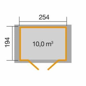 Gerätehaus 316 - 254x194 cm, natürliches unbehandeltes Holz