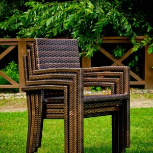 Rattanstuhl stapelbar Ombroso Rattanstuhl mit Armlehne und Kissen Ombroso