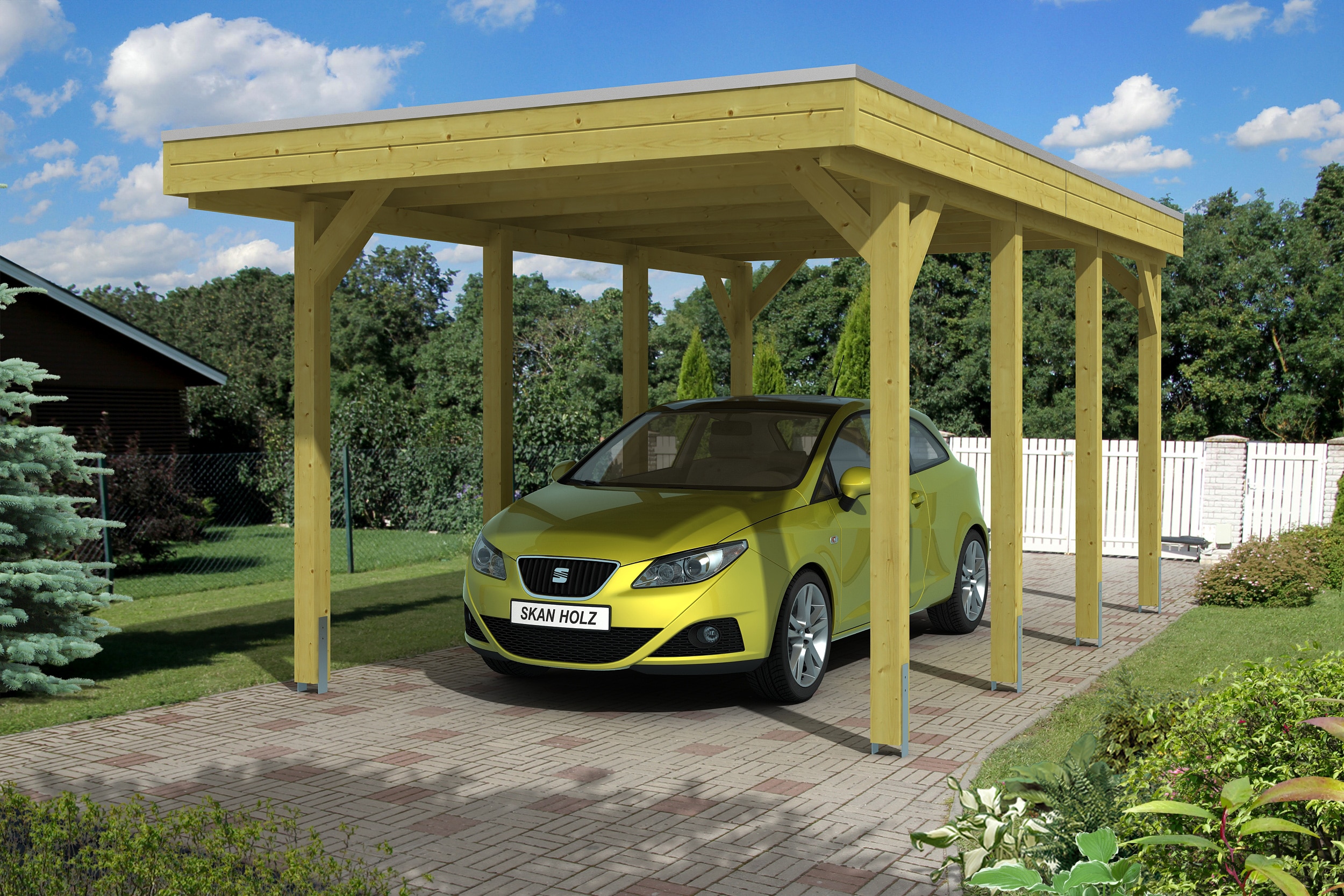 Nyitottgarázs 314x555 cm méretben alumínium tetővel