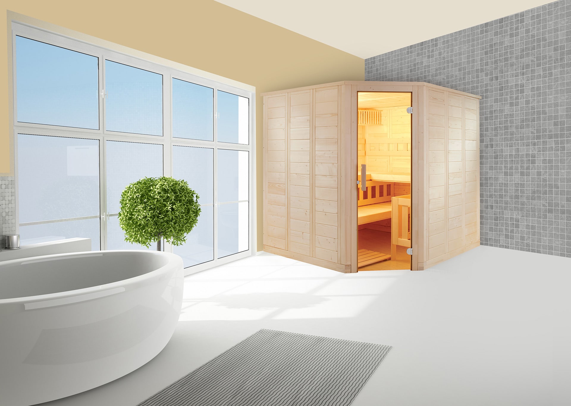 Finnische Innensauna wellfun 204x204cm – Bild 6
