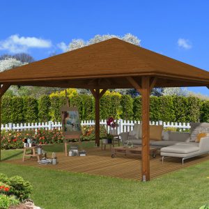 Kerti pavilon négyszögletű dióbarna
