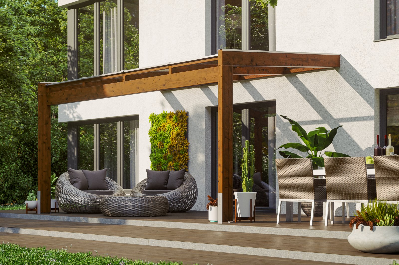 Tischplatte in Nussbaumfarbe mit Polycarbonatabdeckung Novara