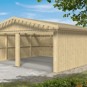 Kétállásos zárt garázs faház Falun