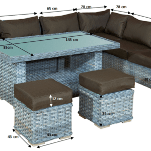 Rattan kerti bútor méretei Maestoso