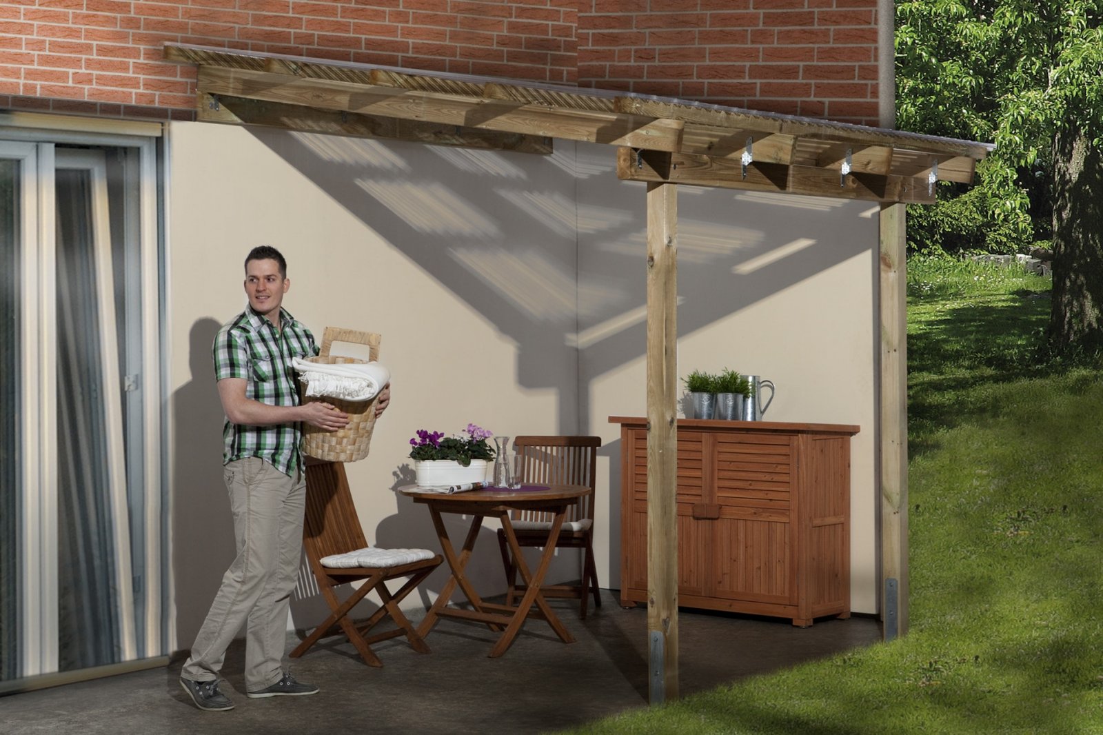 Terrasse offene Garage Weka 671 Vordach – Bild 21