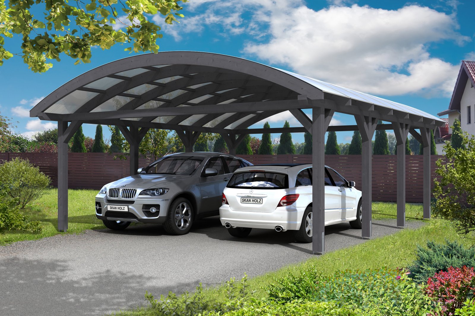 Zweistöckige Garage Franken grau