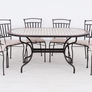 Fém kerti bútor mozaiklapos asztallal