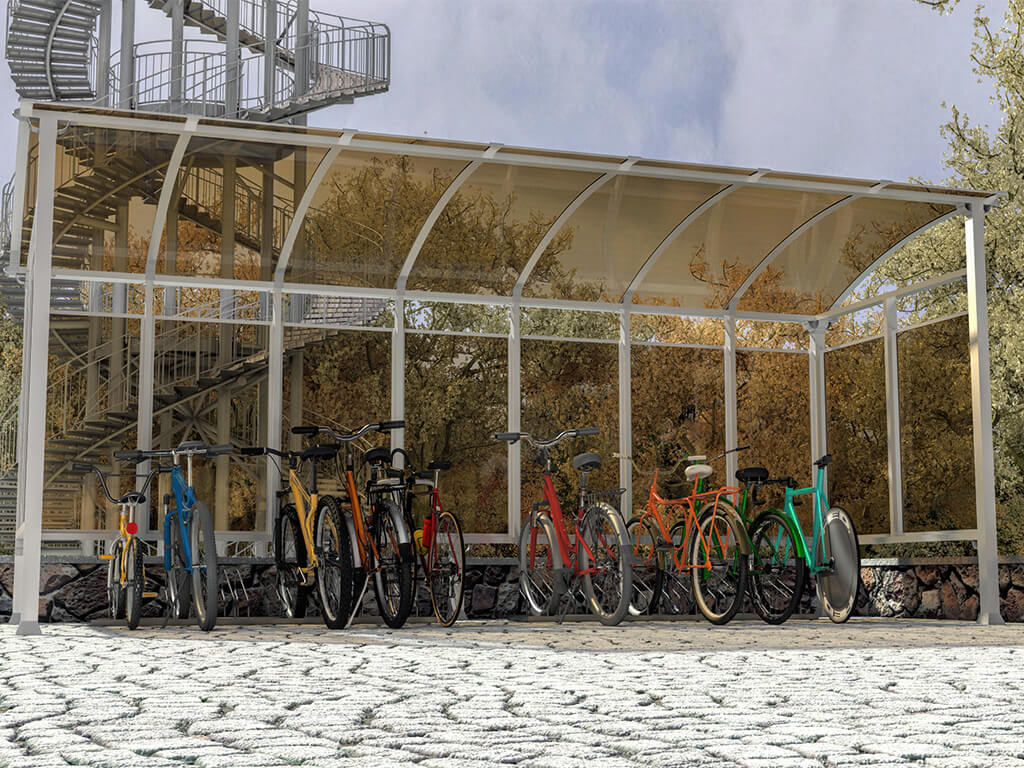 Überdachter Fahrradabstellpavillon