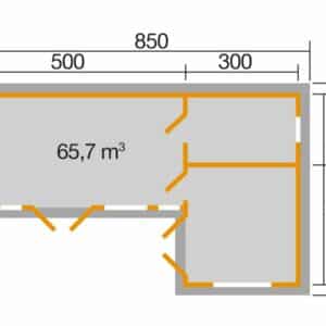 Grundriss des Wochenend-Chalets Weka V442