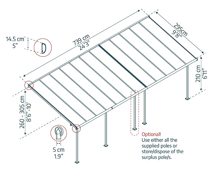 Sierra Terrassendach 740cm