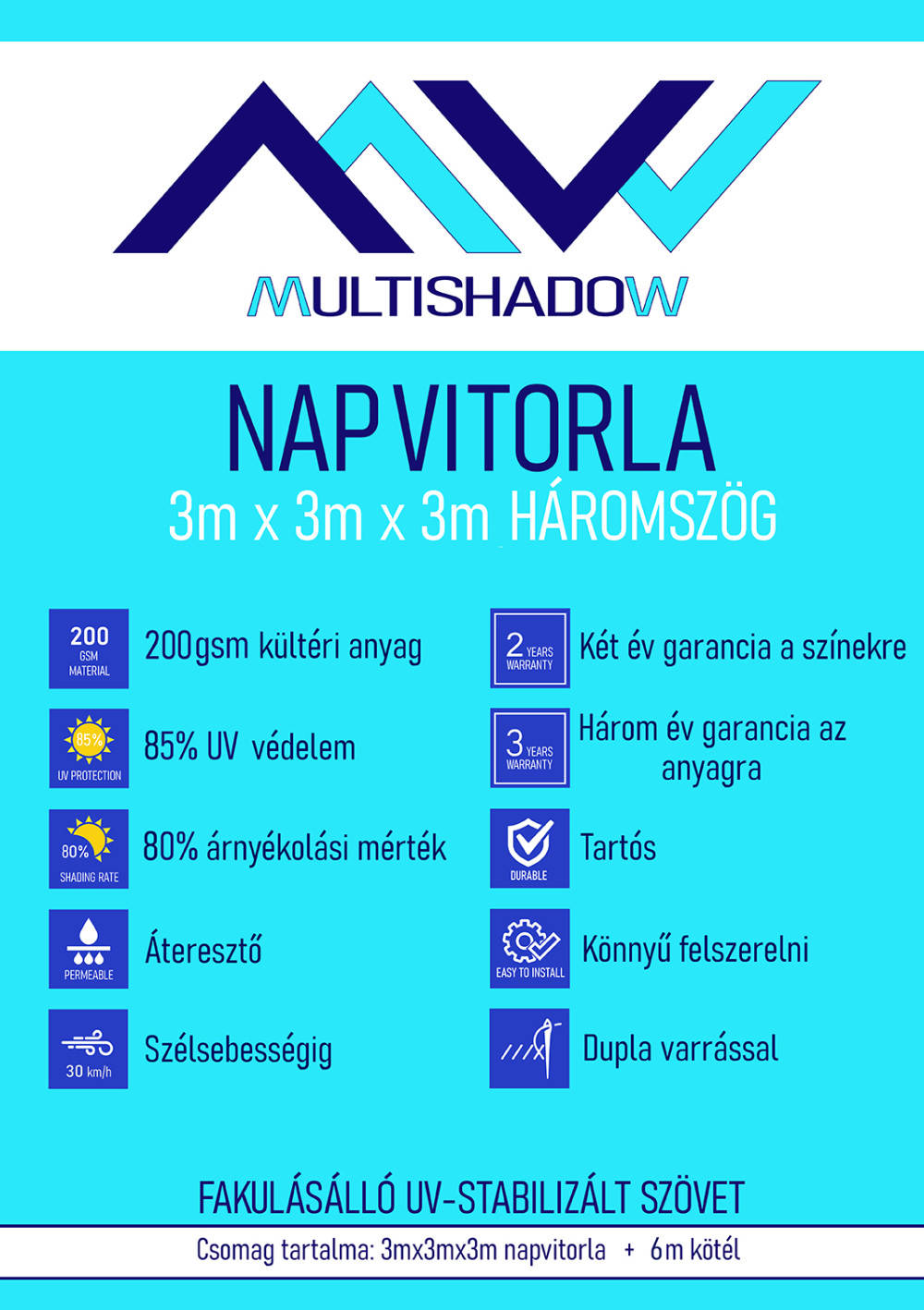 Sonnensegel Schattenwurf 3x3M – Bild 9